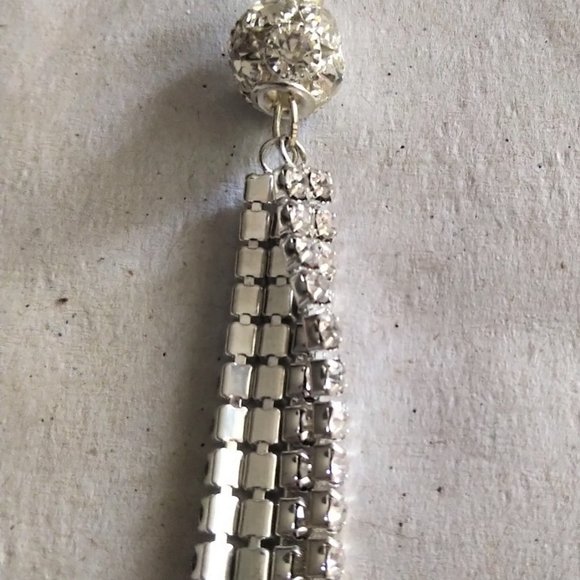 Rhinestone Ball Drop 4 Strand - 5" Earrings - Picture 3 of 3